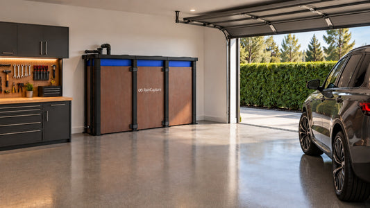 Verticale waterzak in garage